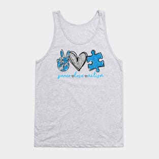 Autism Awareness Peace Love Autism Tank Top